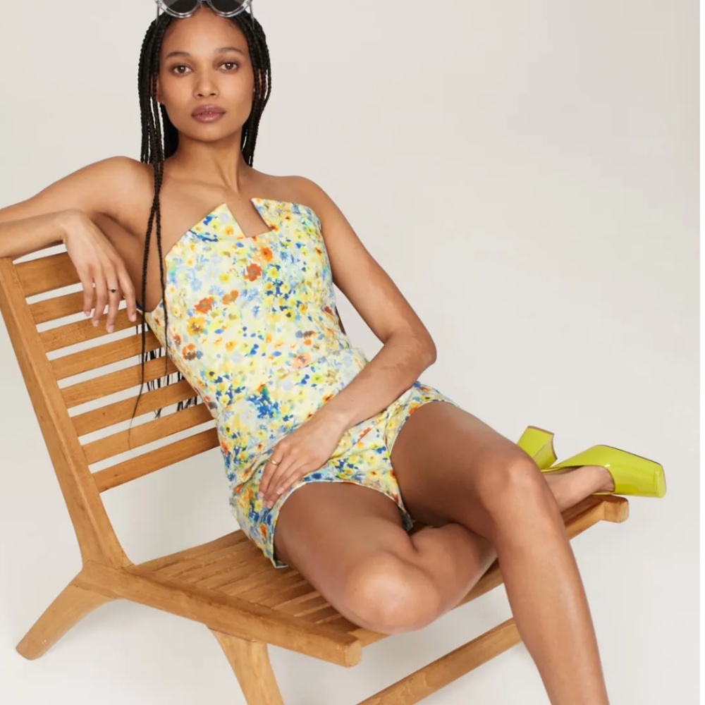 Black Halo Floral Jumpsuit - Yellow and Blue